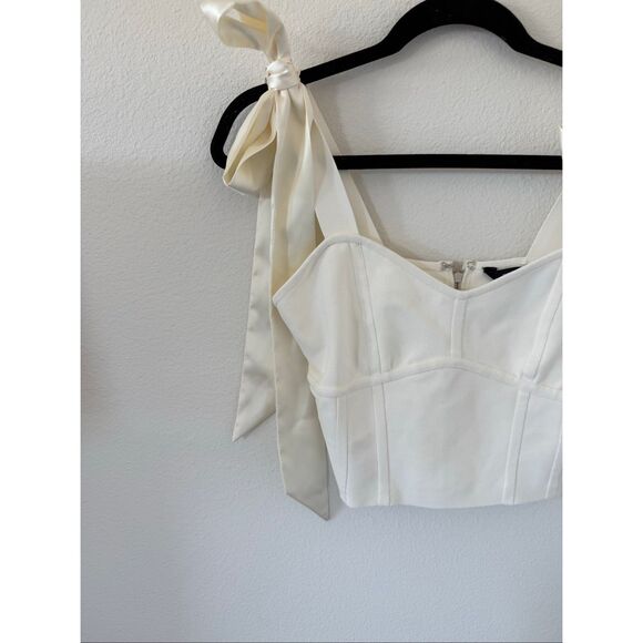 NWOT BCBGMAXAZRIA Ribbon Cream Bustier Top, size: XS/S - Picture 6 of 8
